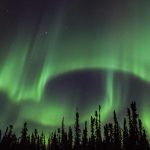 The northern lights dance gently above Yellowknife